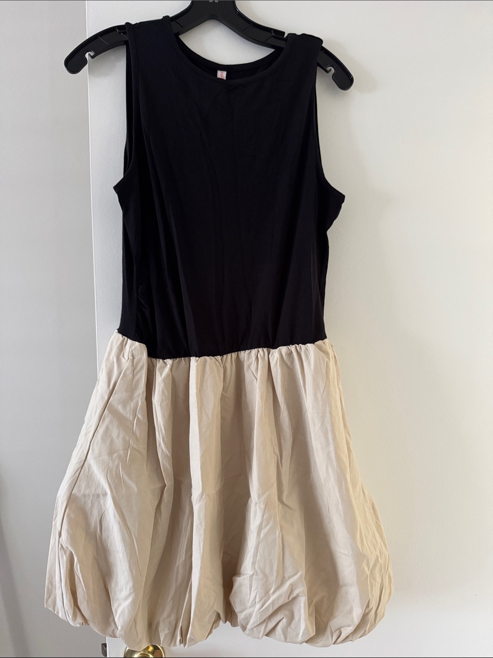Black Tank Top with Cream Bubble Skirt Dress
